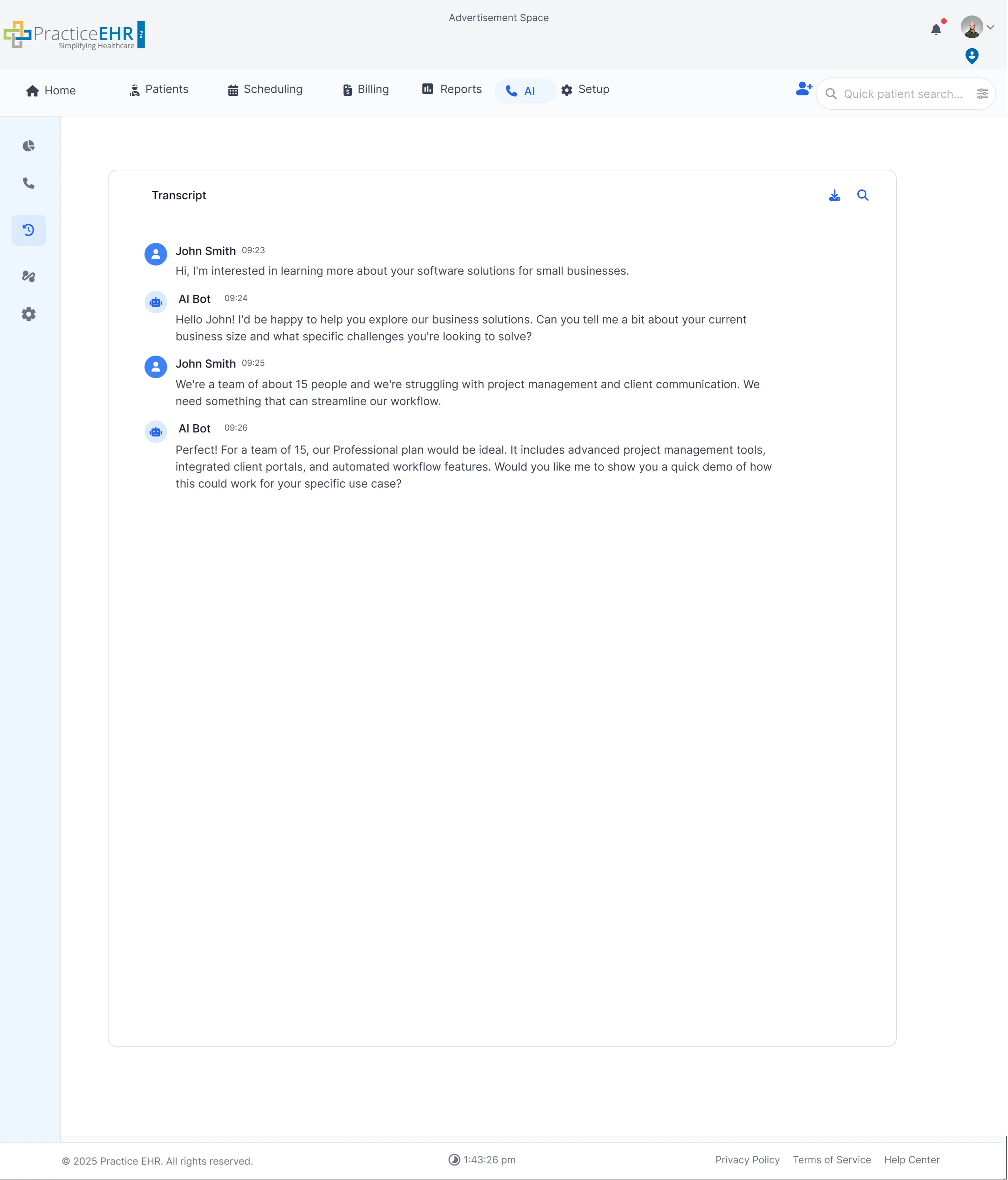 Full transcript window