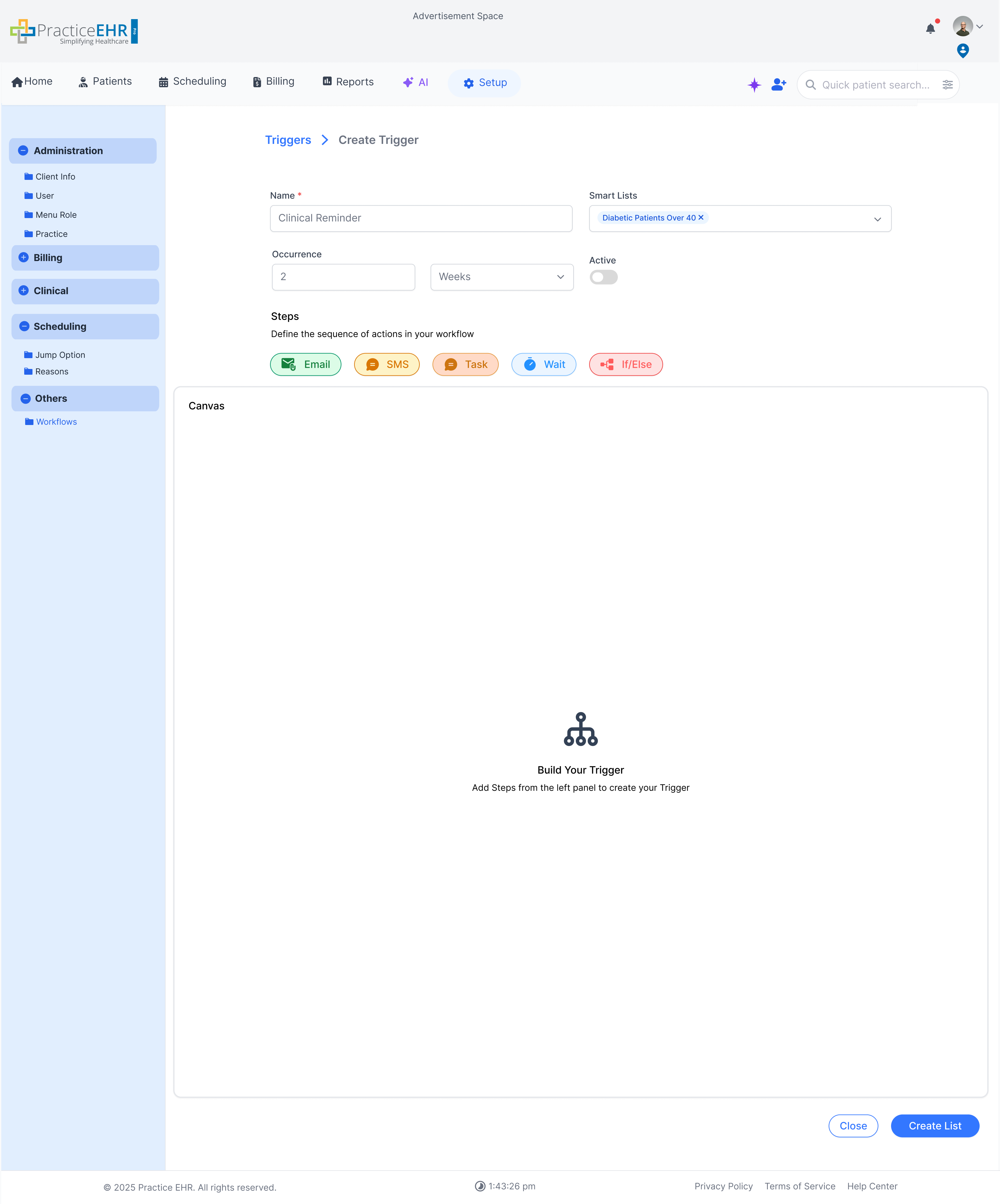 Trigger detail screen 1
