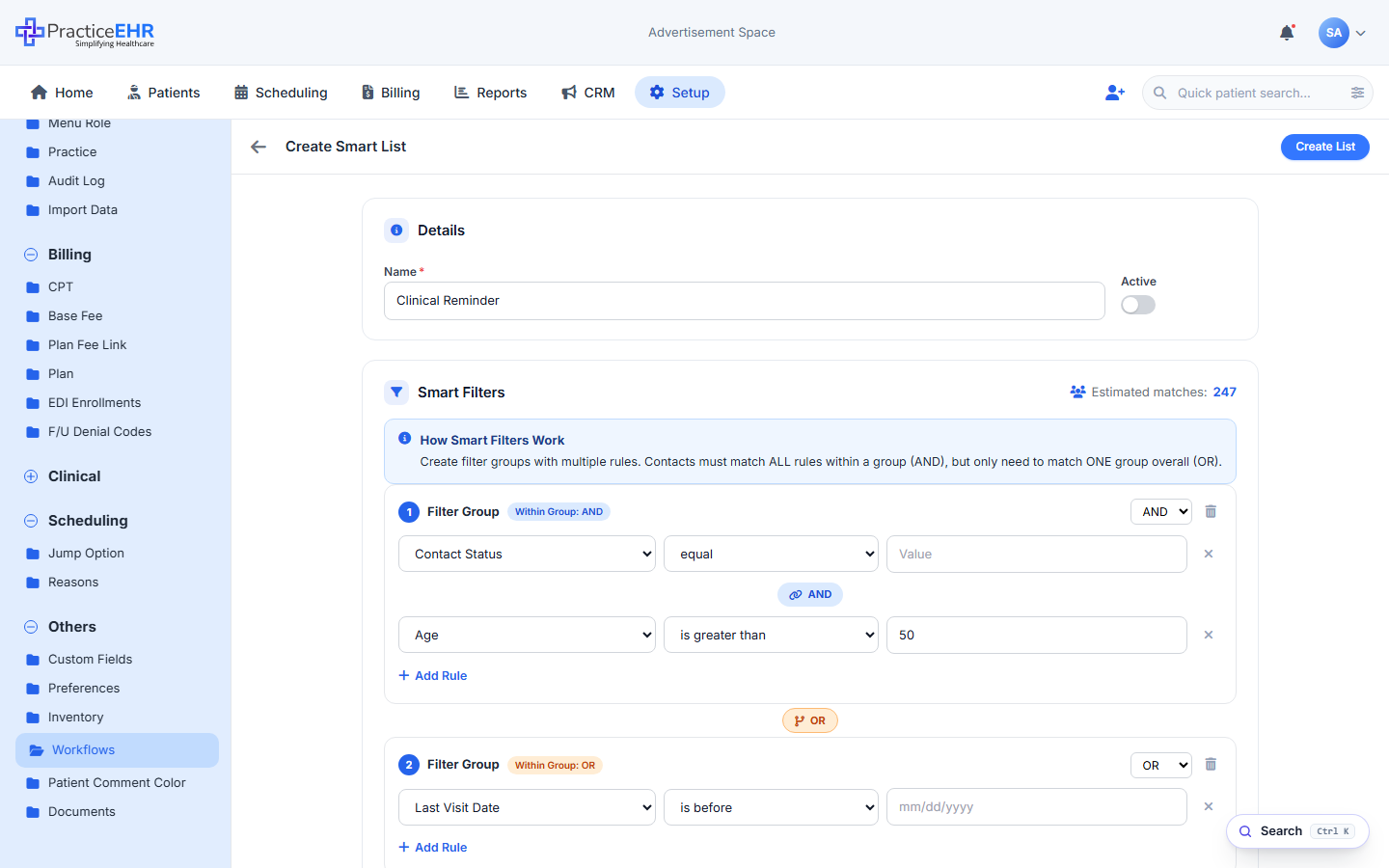 Create Smart List layover &mdash; live mockup