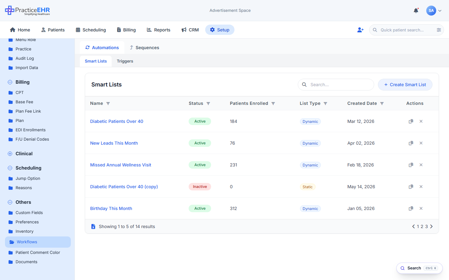Workflows entry in Setup &mdash; live mockup