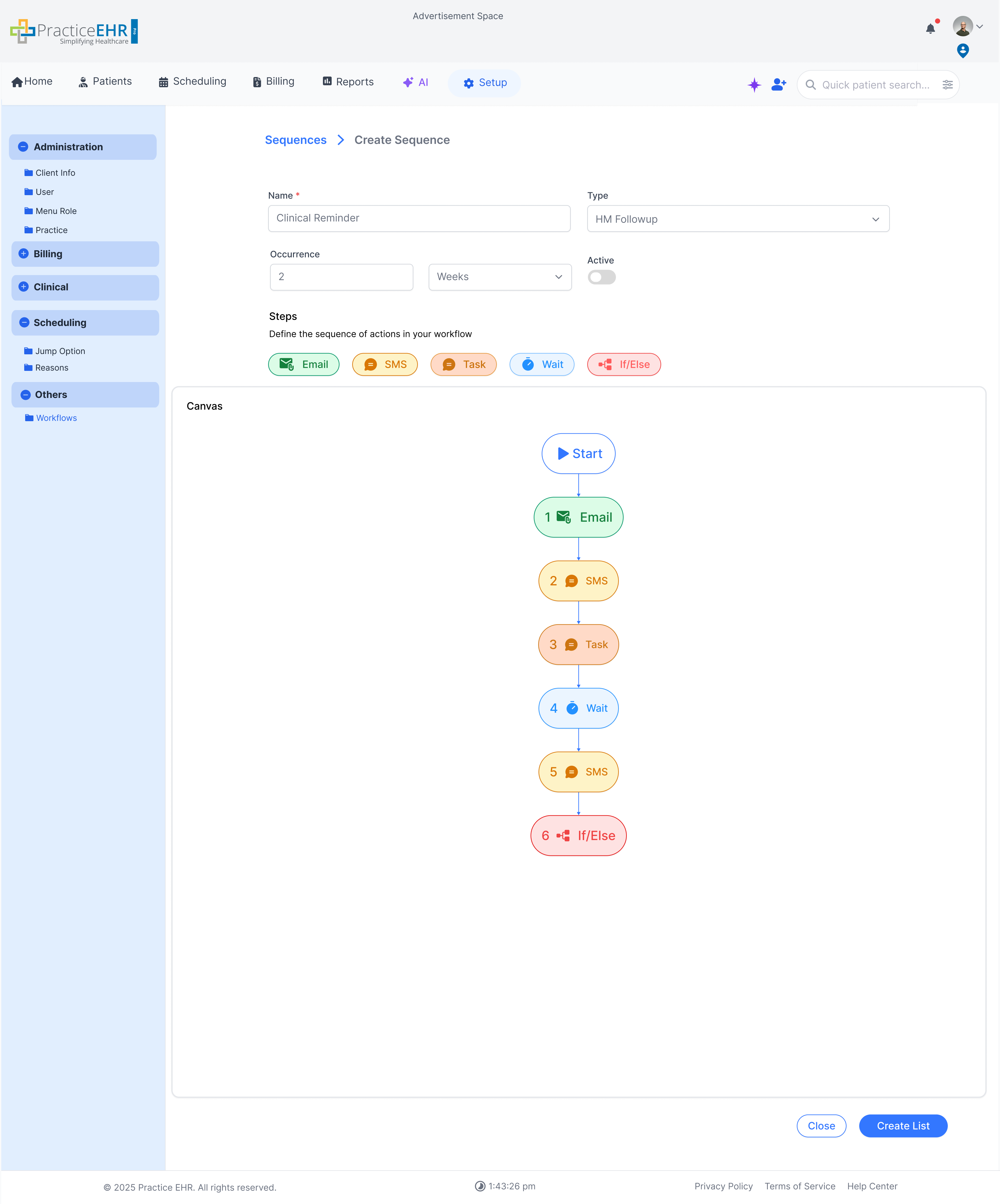Sequences type selection