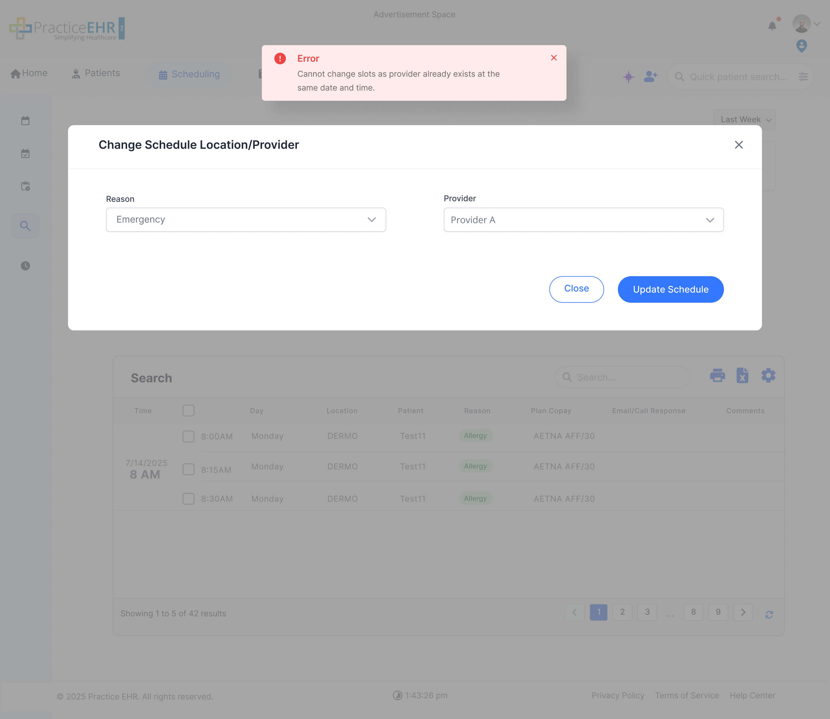Change Location/Provider Restriction