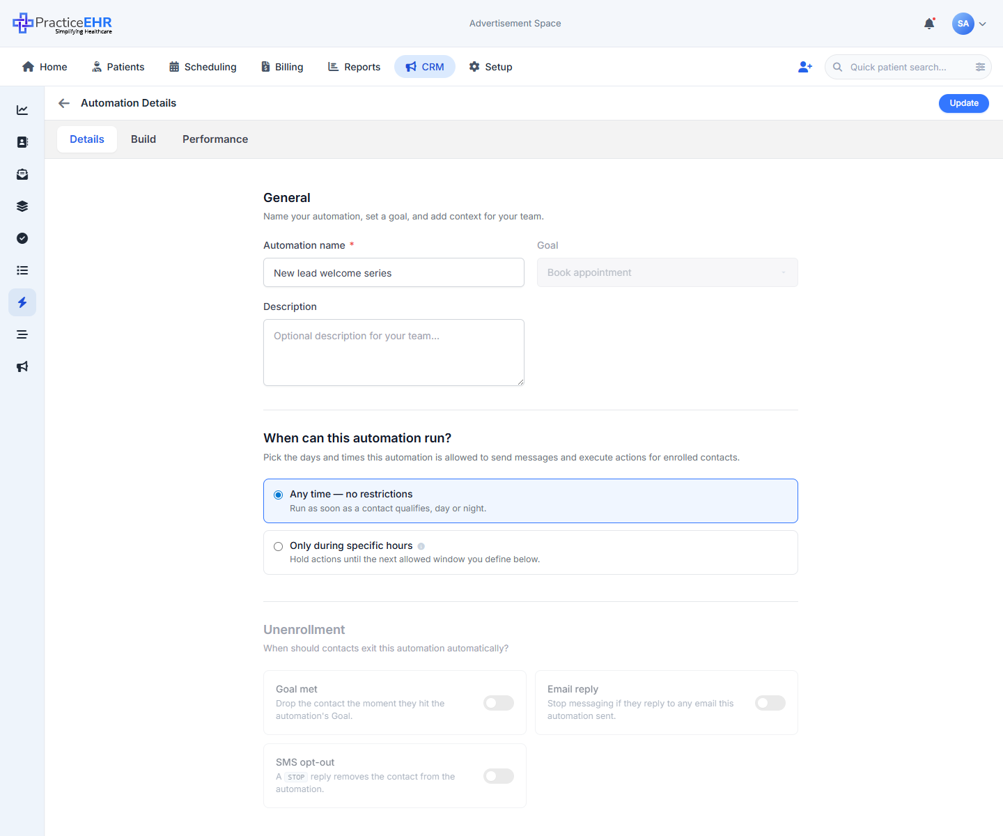 Automation builder Details tab