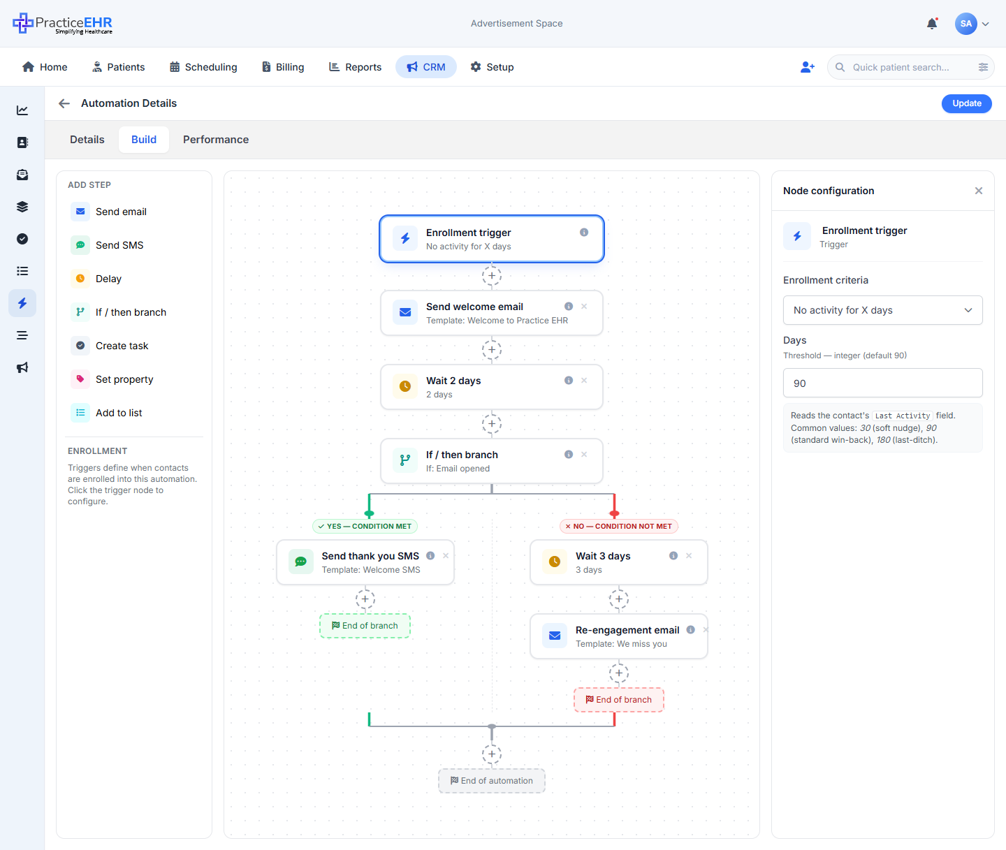 Trigger: No activity for X days — Days input