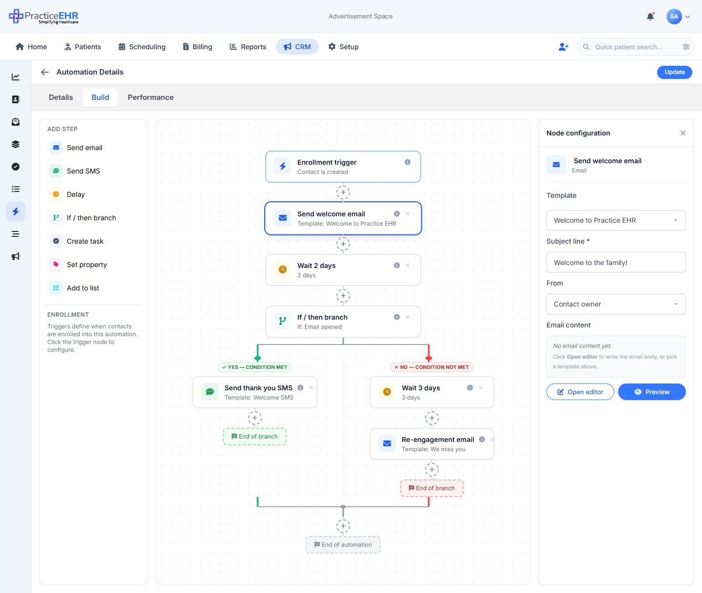 Config panel for a Send email node