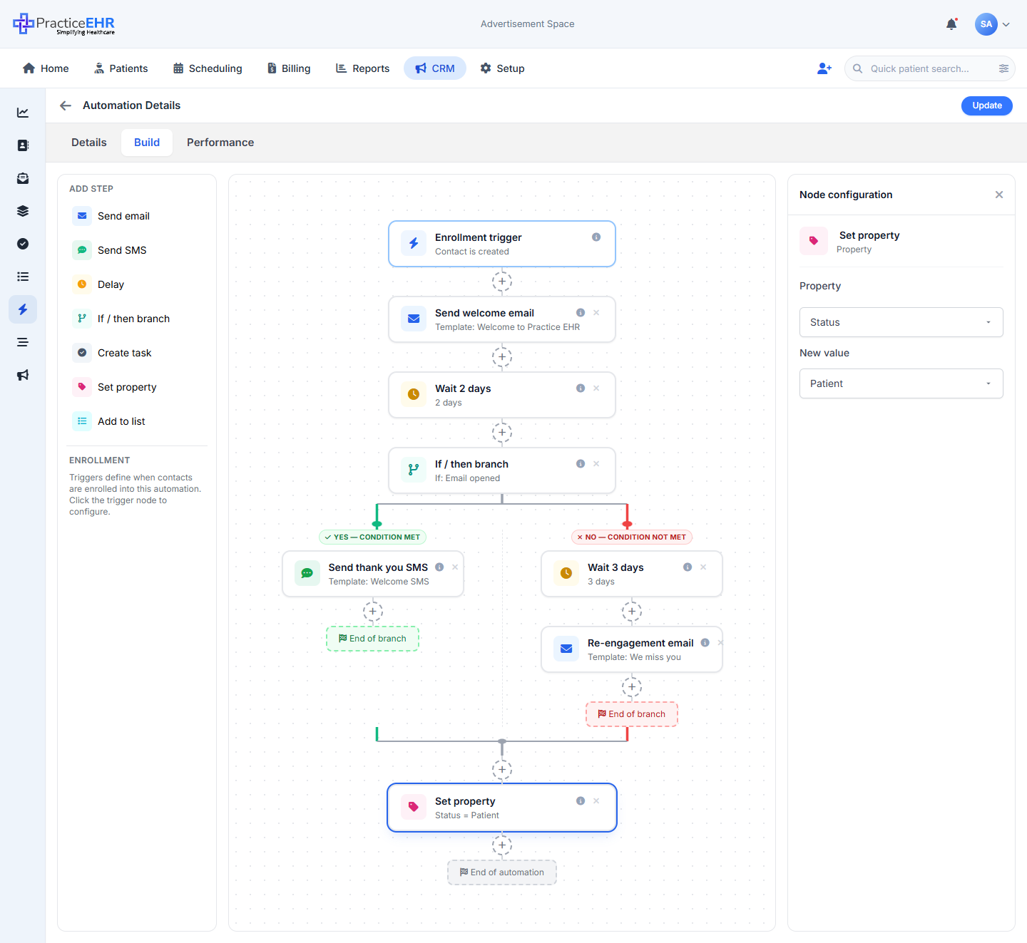 Config panel for a Set property node