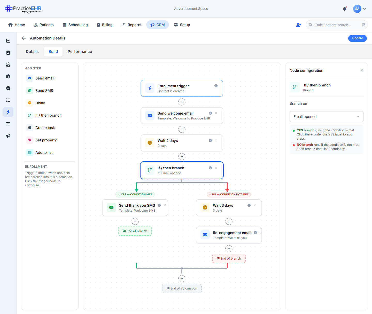 Config panel for an If/then branch node