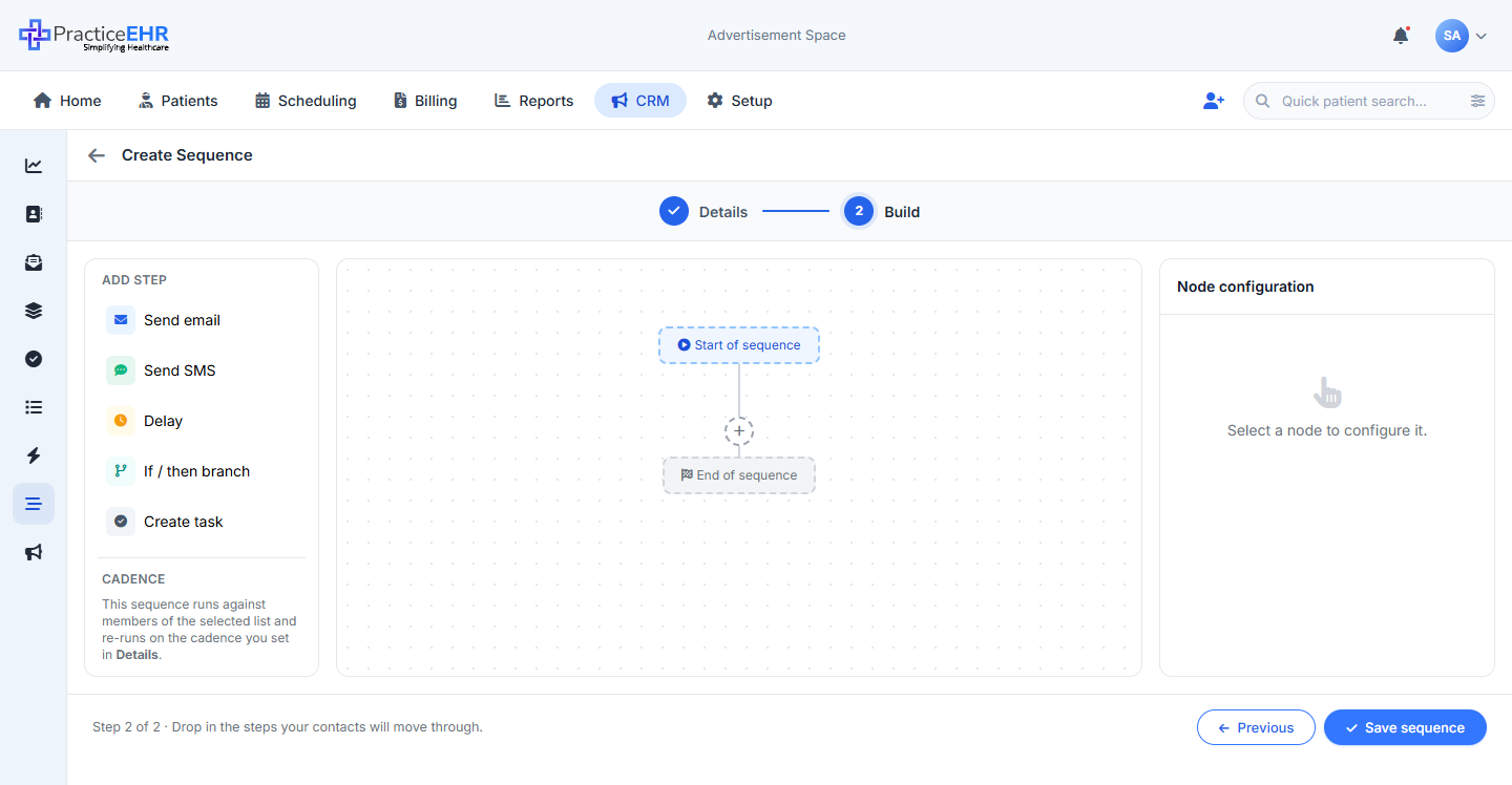 Create sequence stepper - Build step with empty canvas