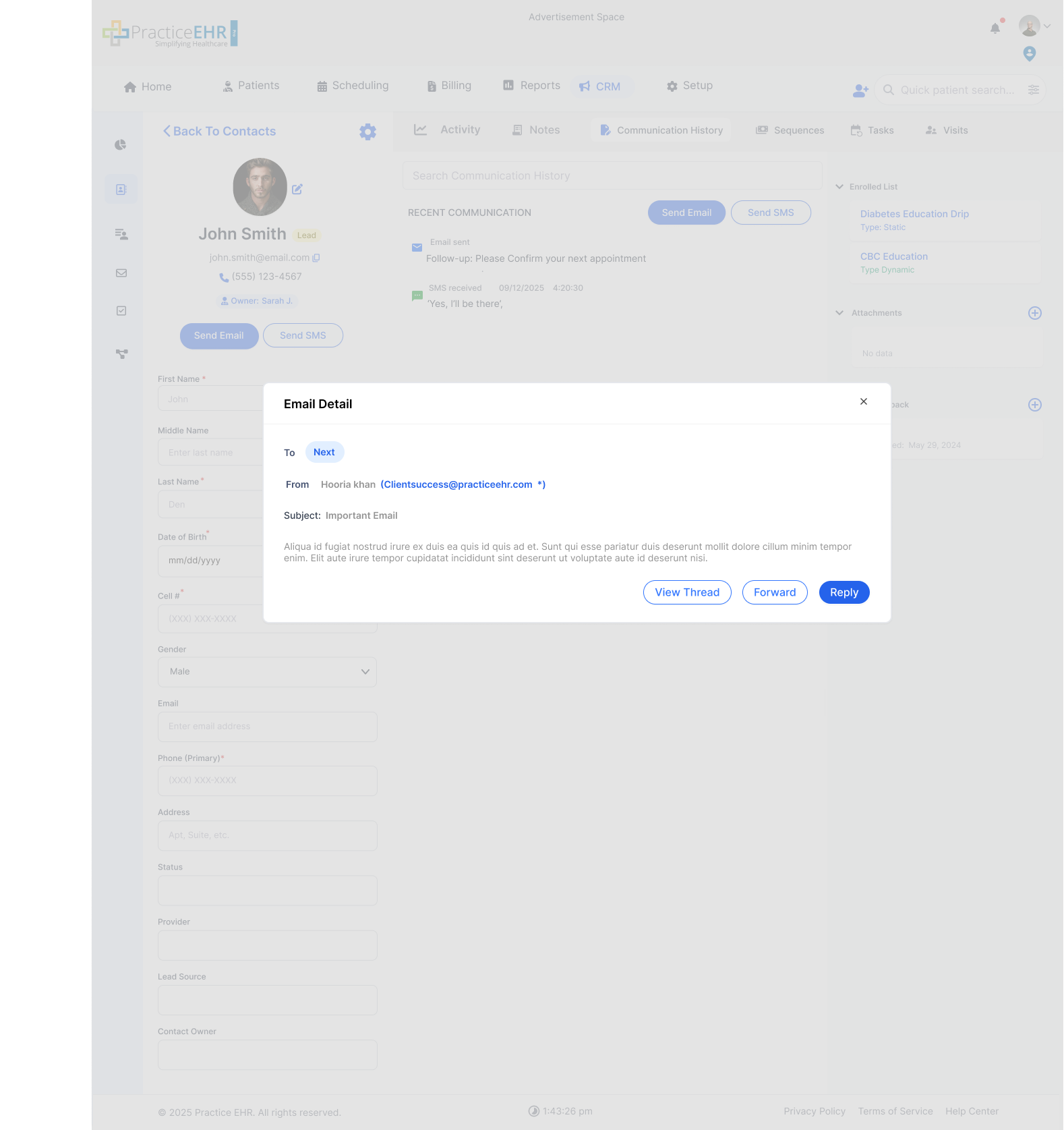Communication History Send Email