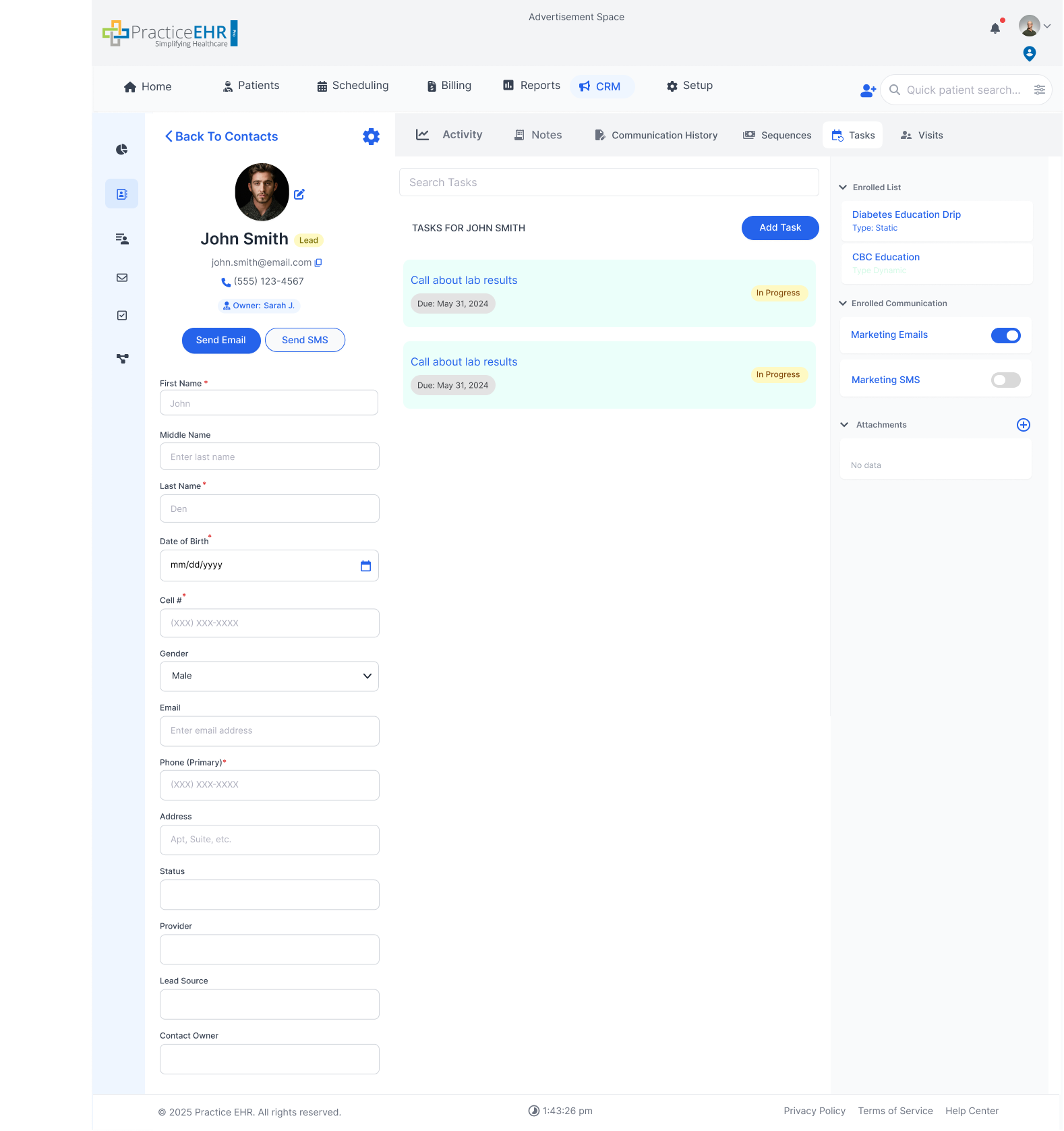 Contact Tasks Add Action