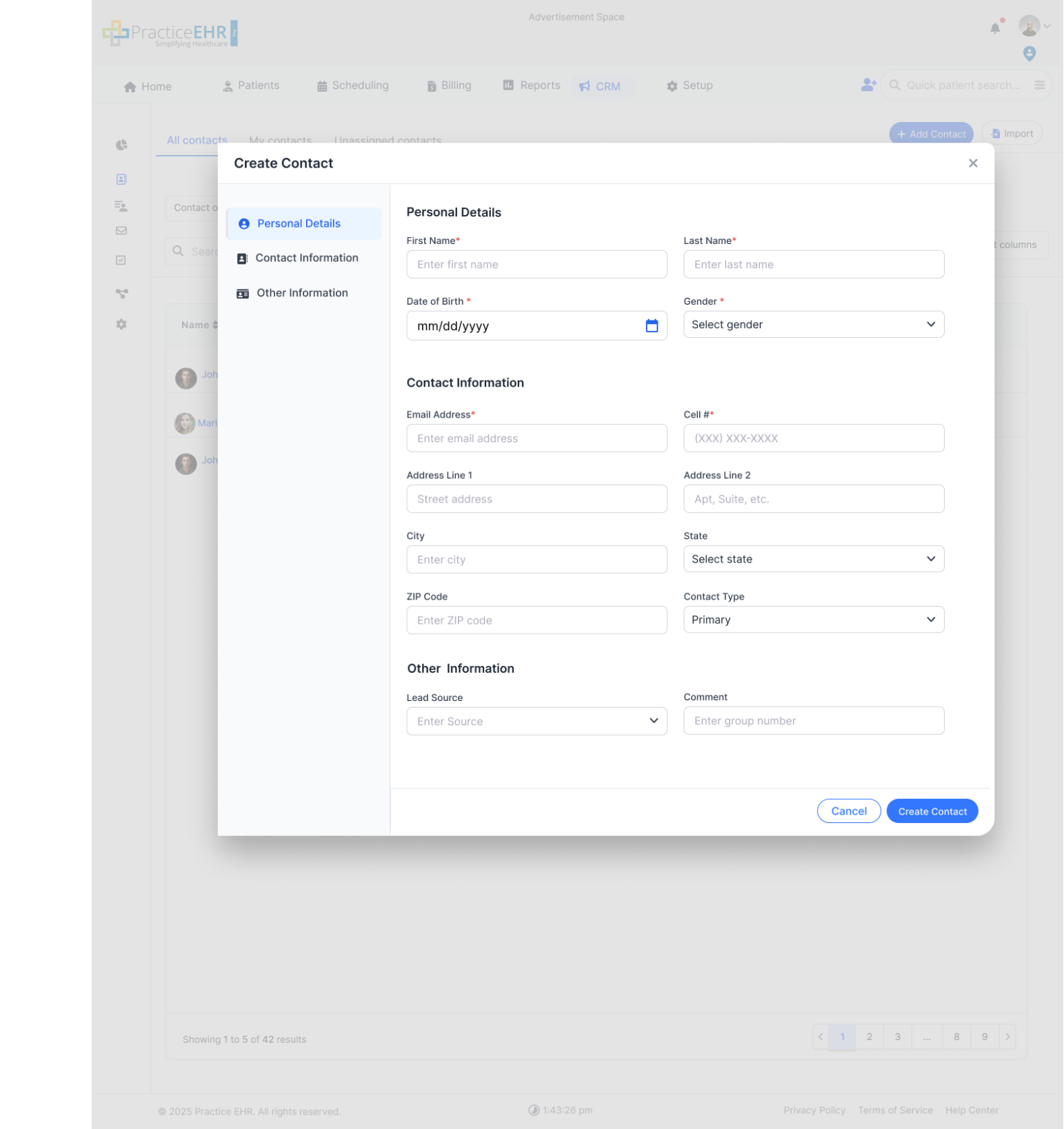 Create Contact Modal