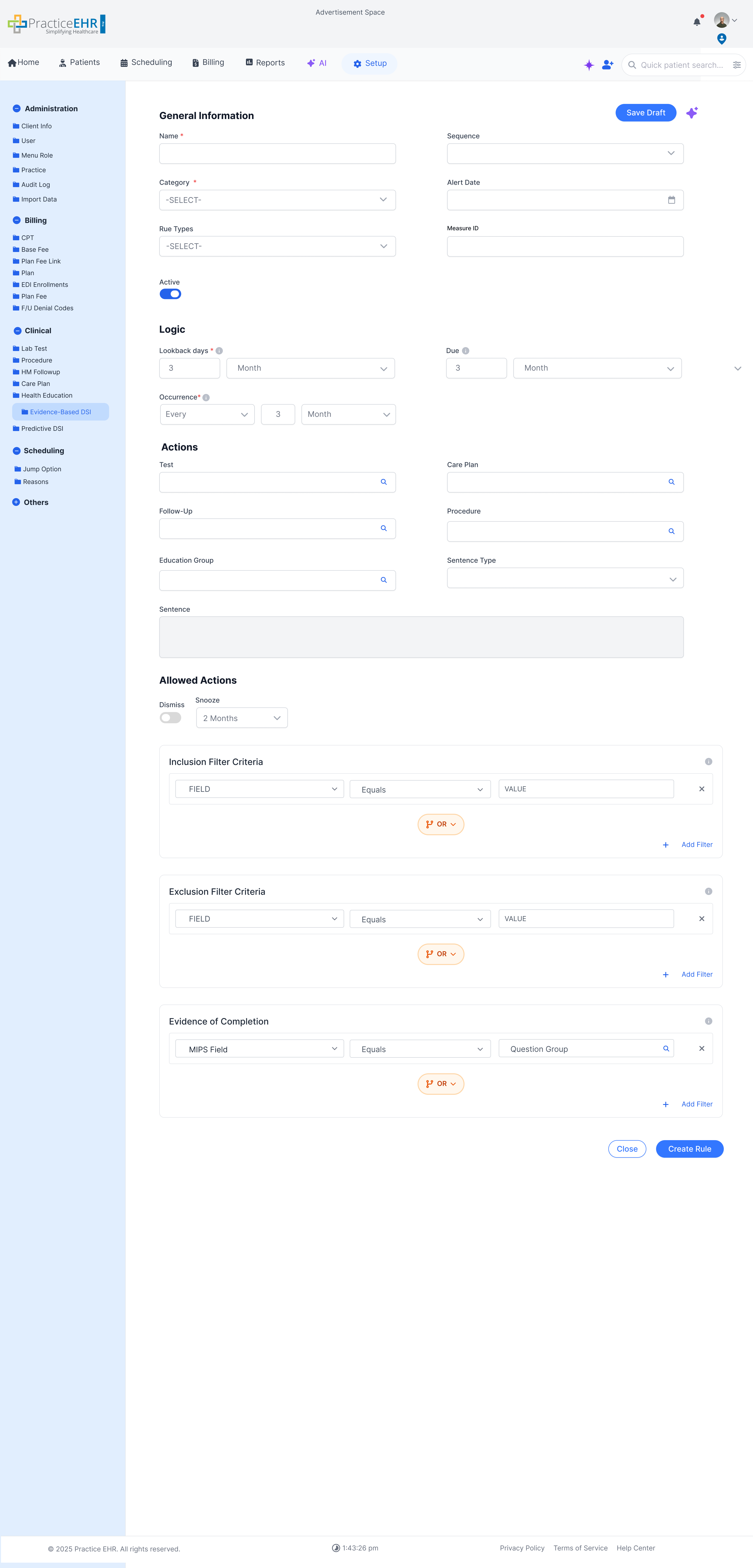 MIPS field selected in EBDSI evidence of completion