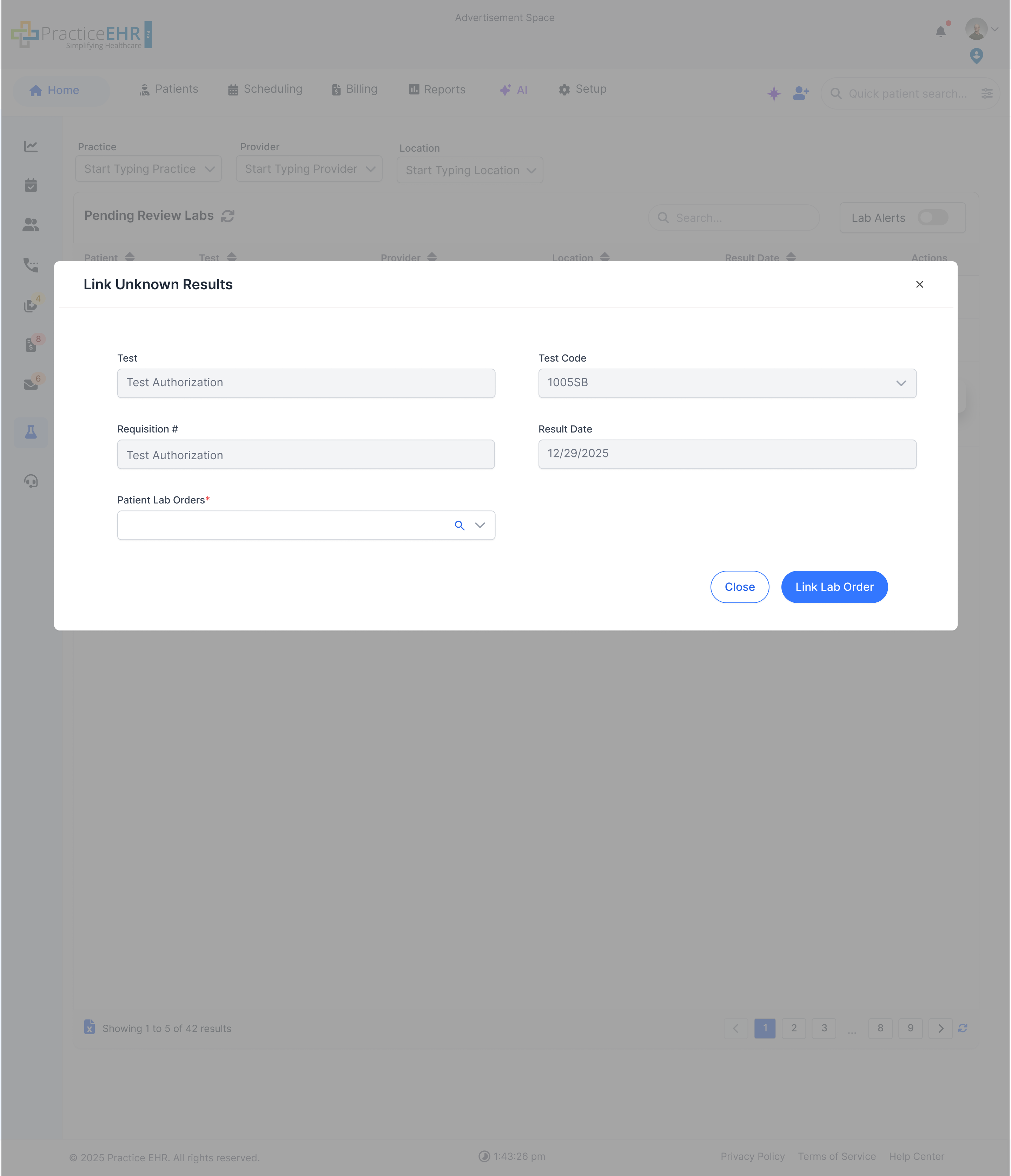 Link Unknown Results Modal