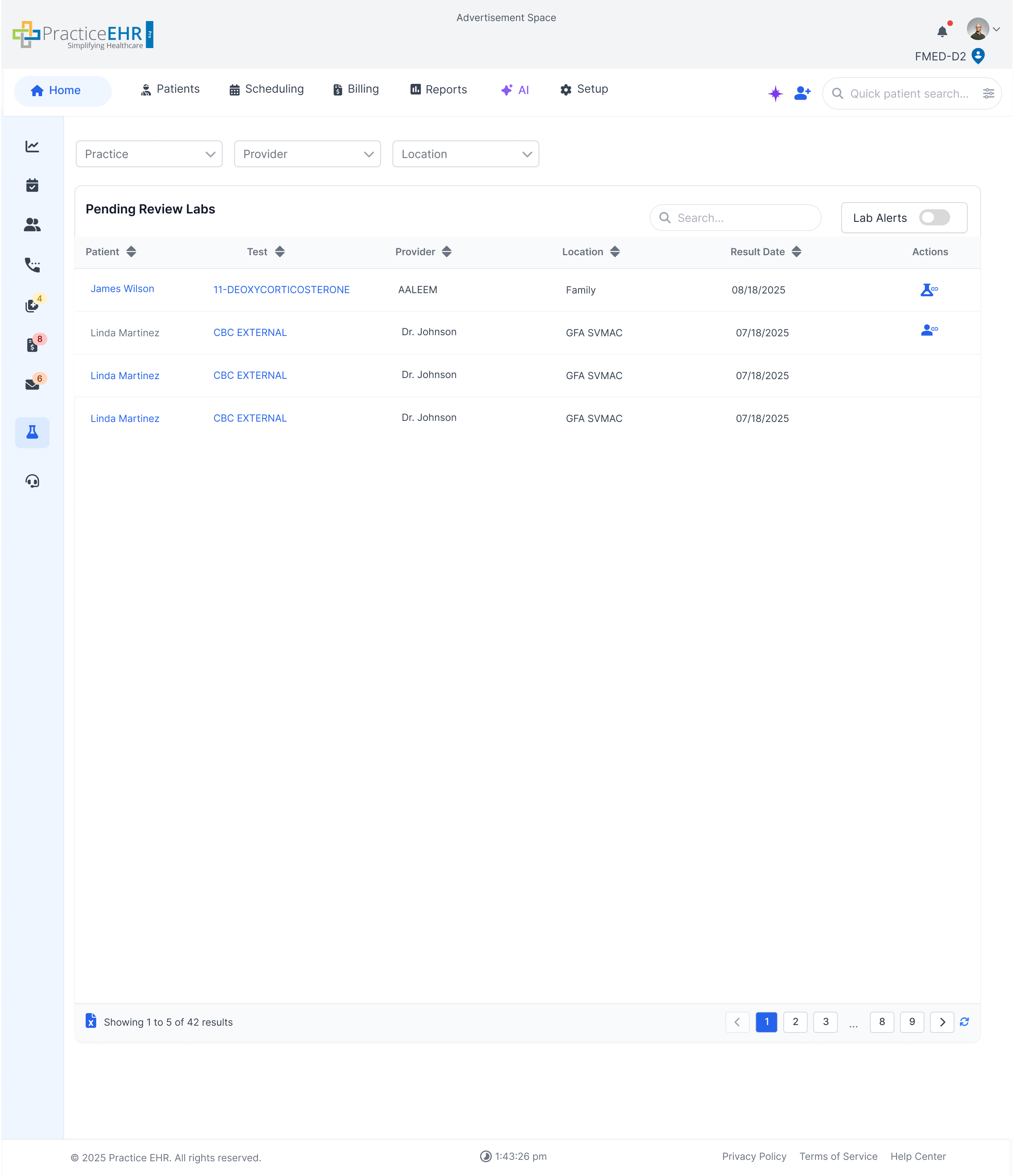 Pending Review Labs (Multi Practice)