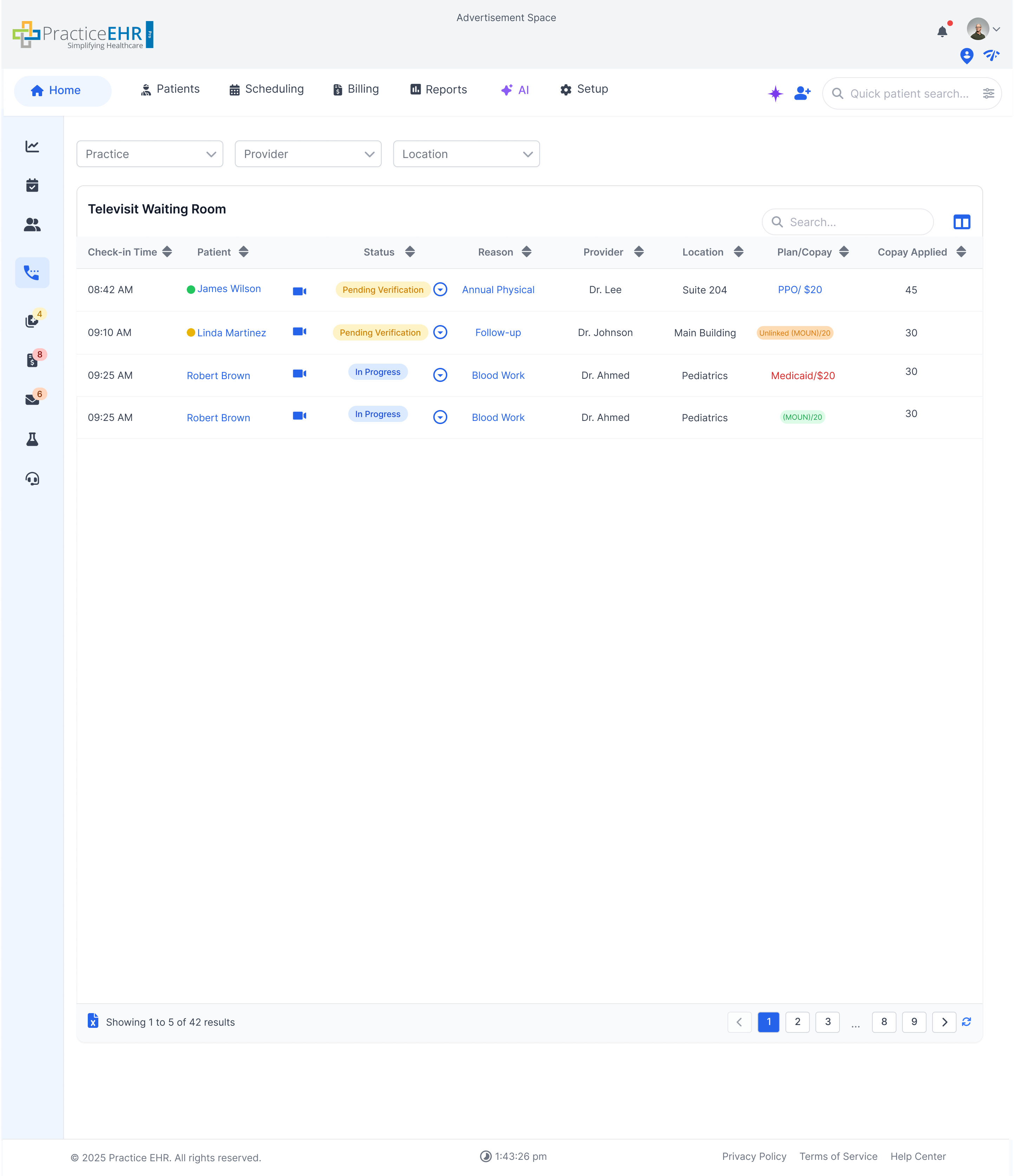 Televisit Waiting Room (Multi Practice)