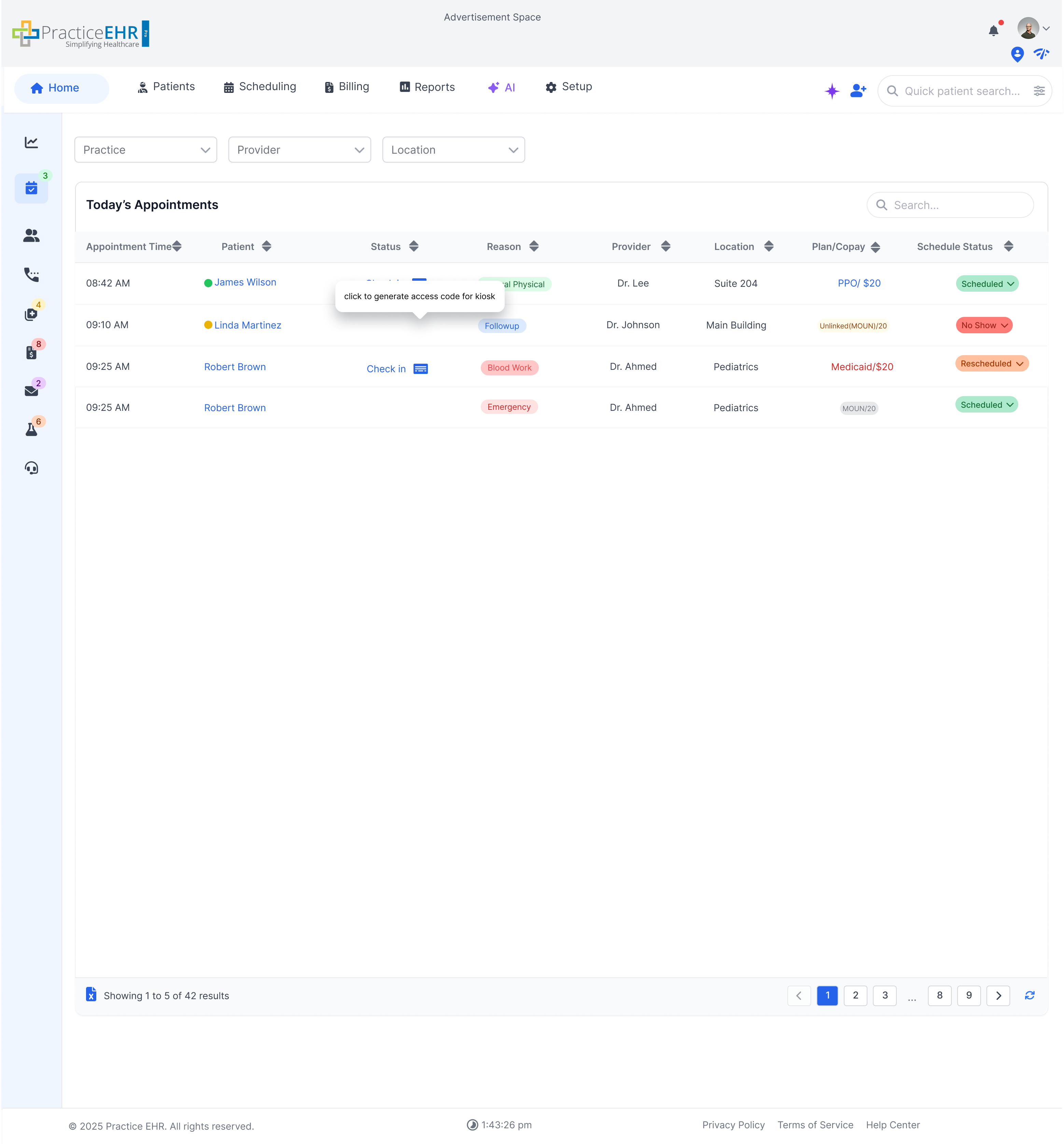 Today's Appointments (Multi Practice)