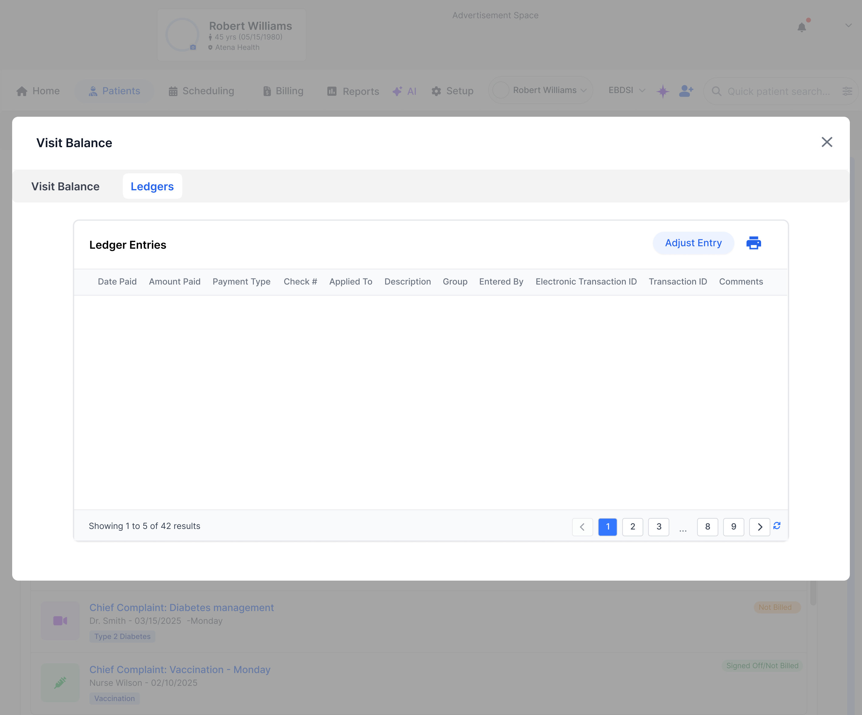 Patient Payment Modal - Ledgers tab