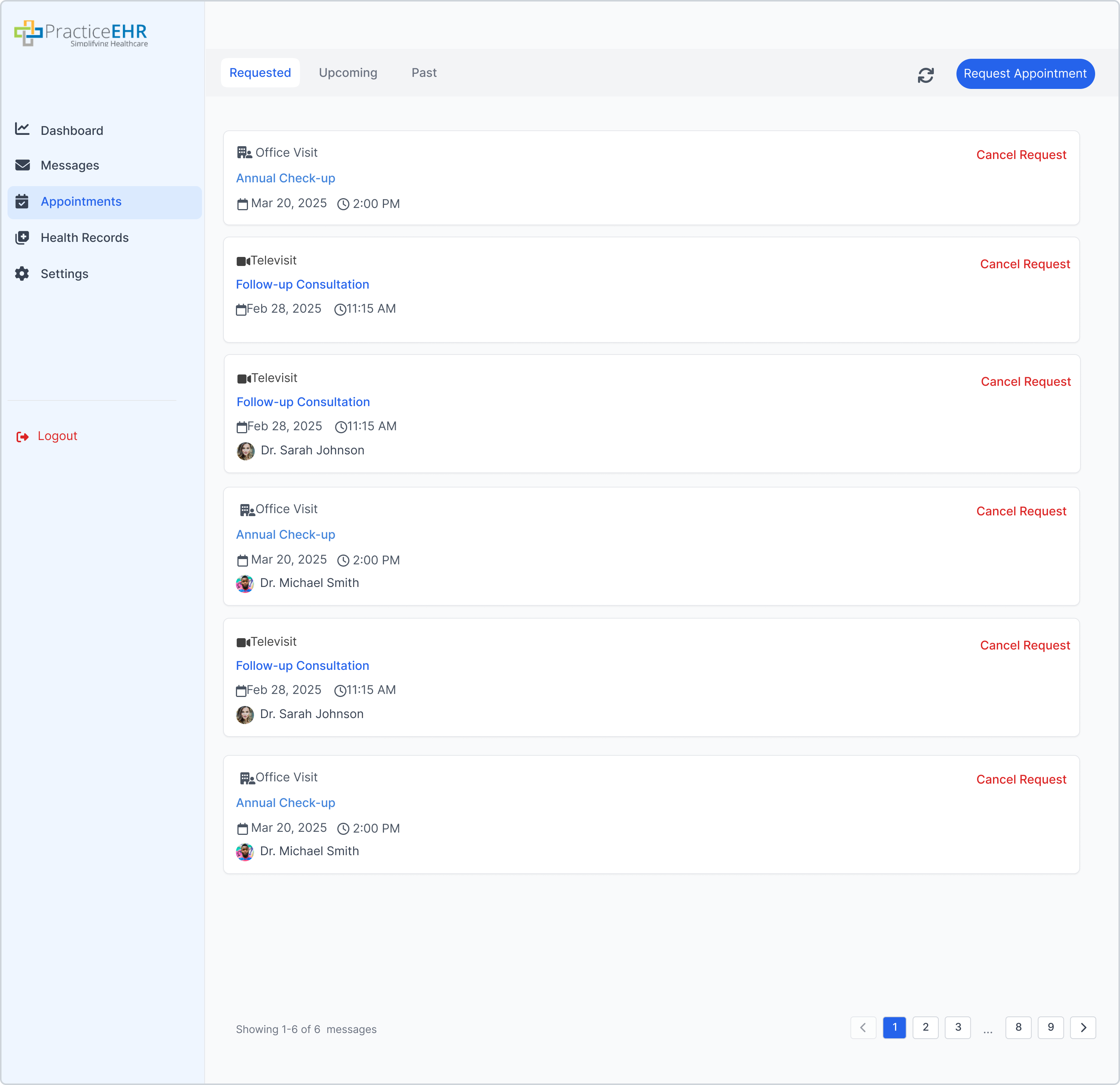 Requested Appointments