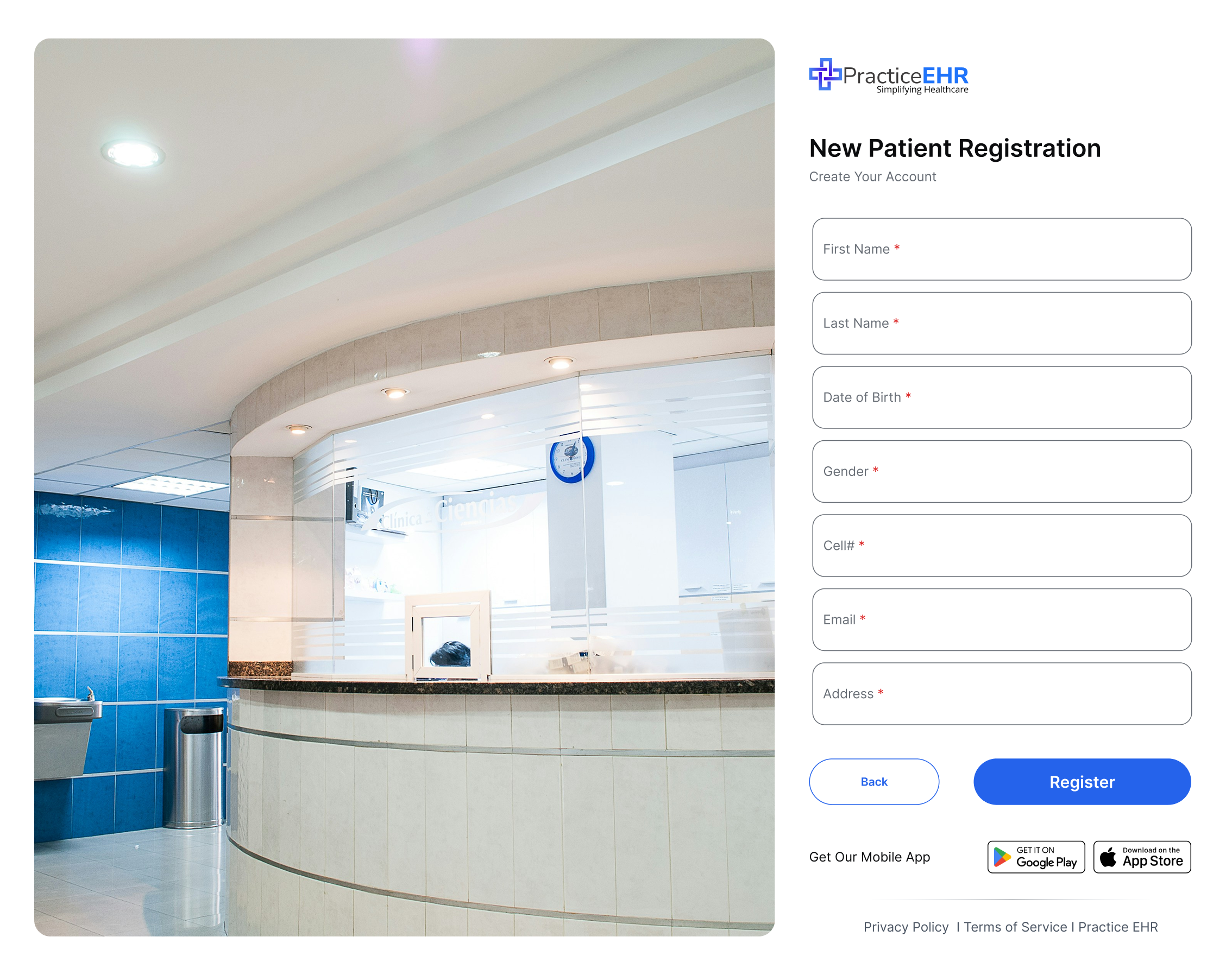 New patient registration form