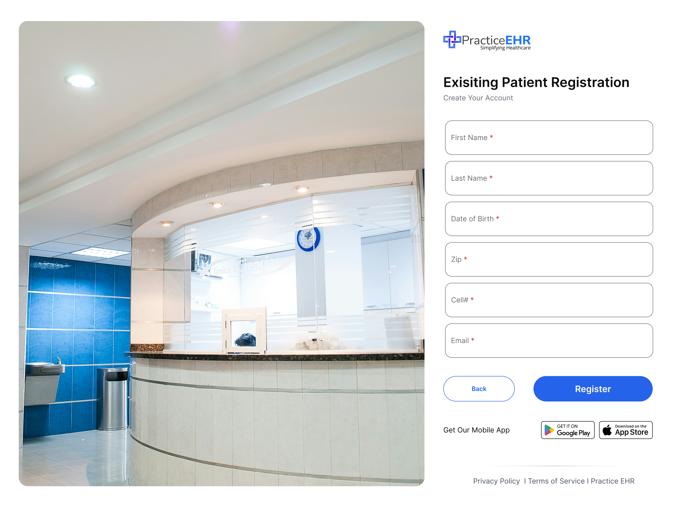 Existing patient registration form