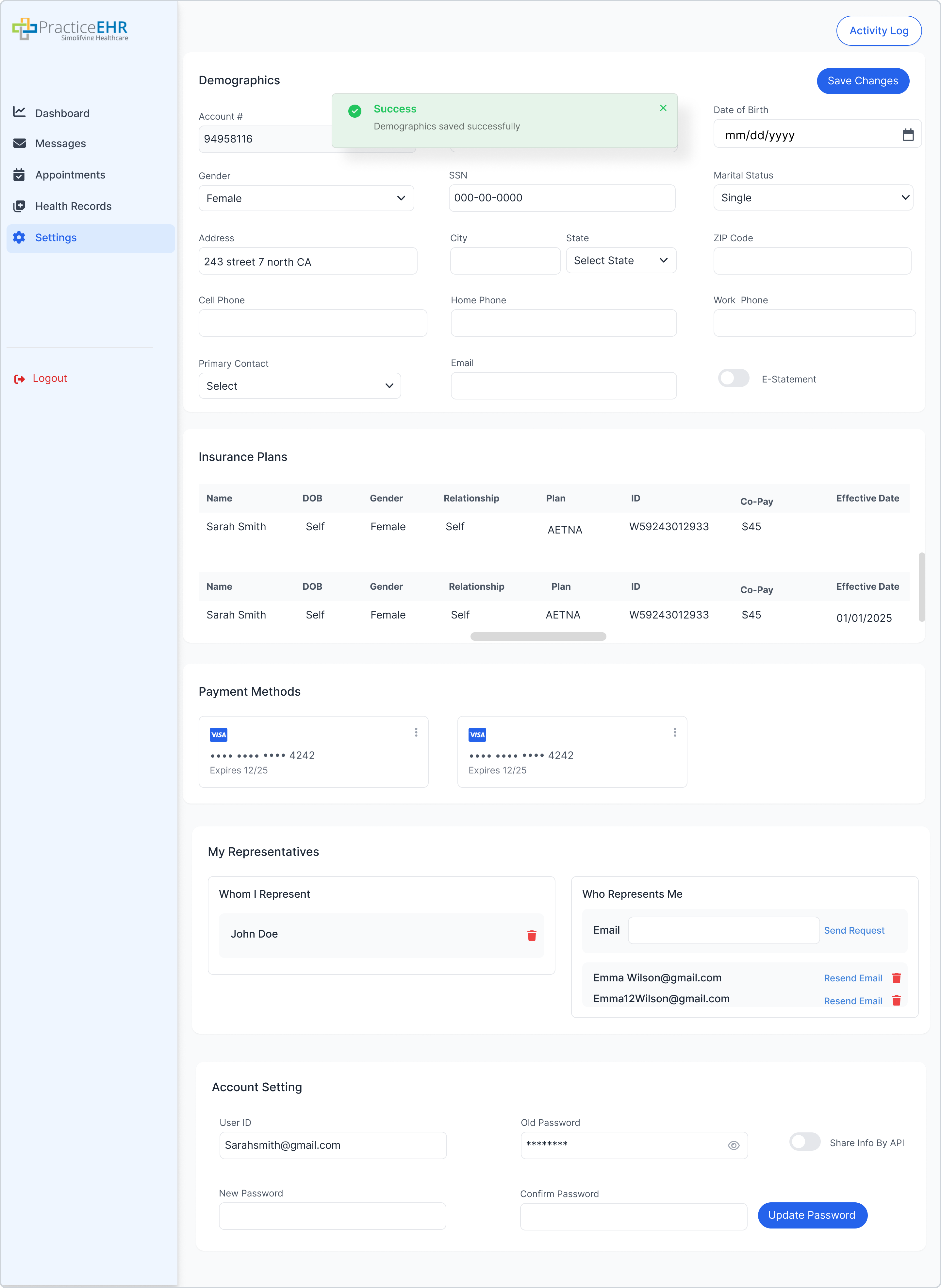 Save Success Message