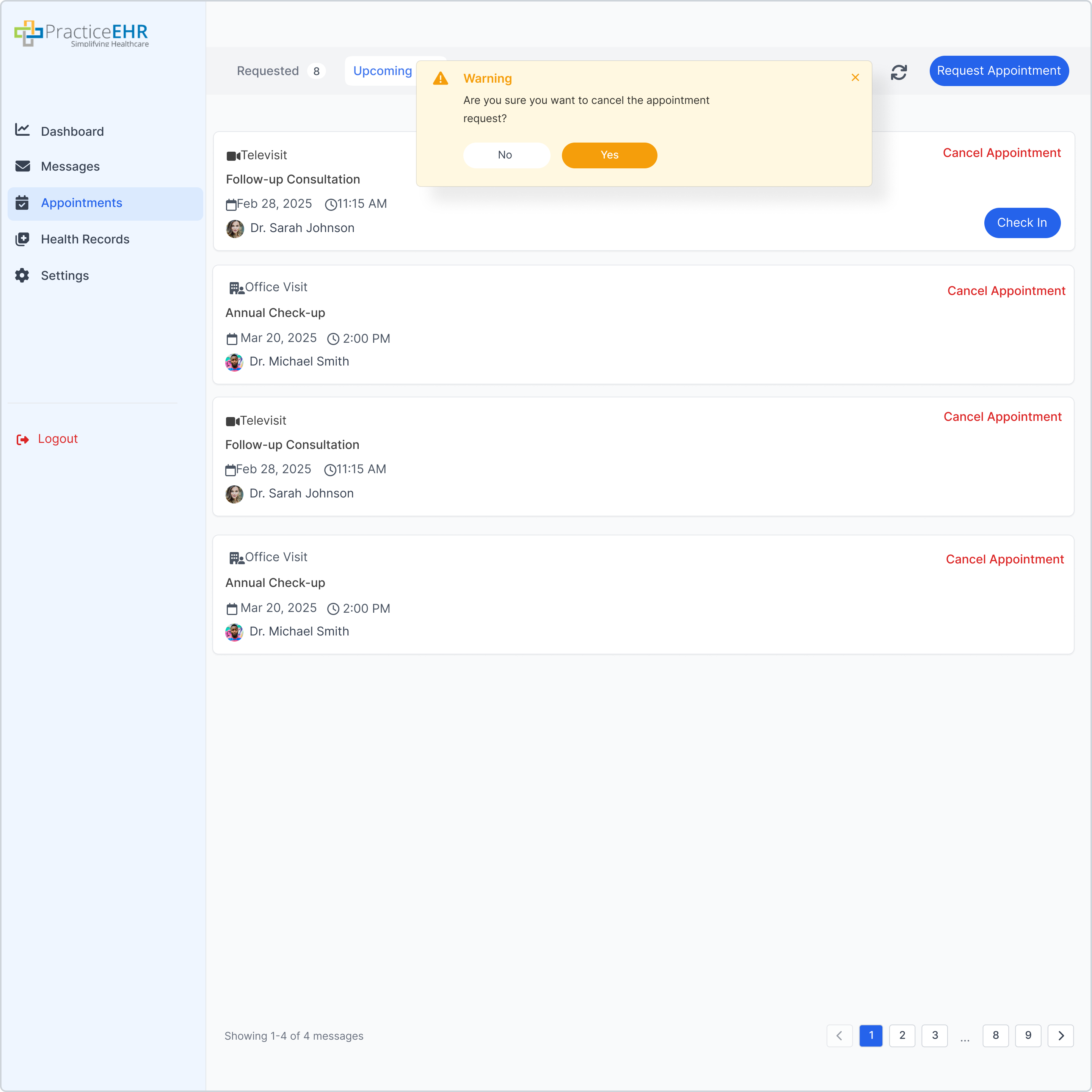 Cancel Appointment Request Modal