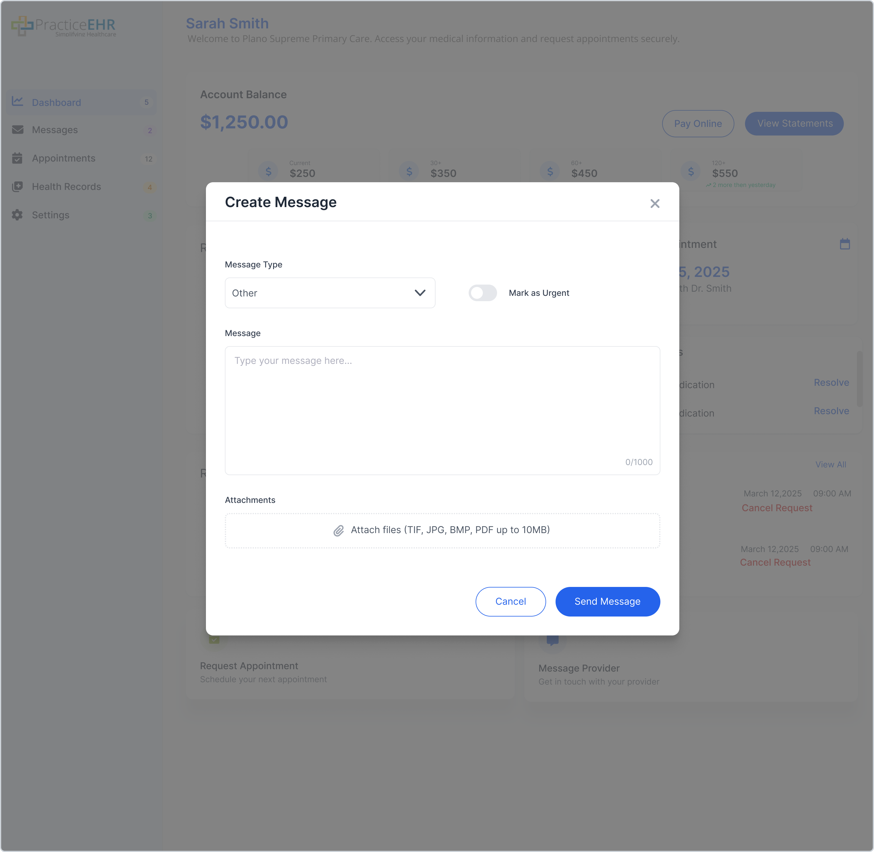 Create New Message Modal