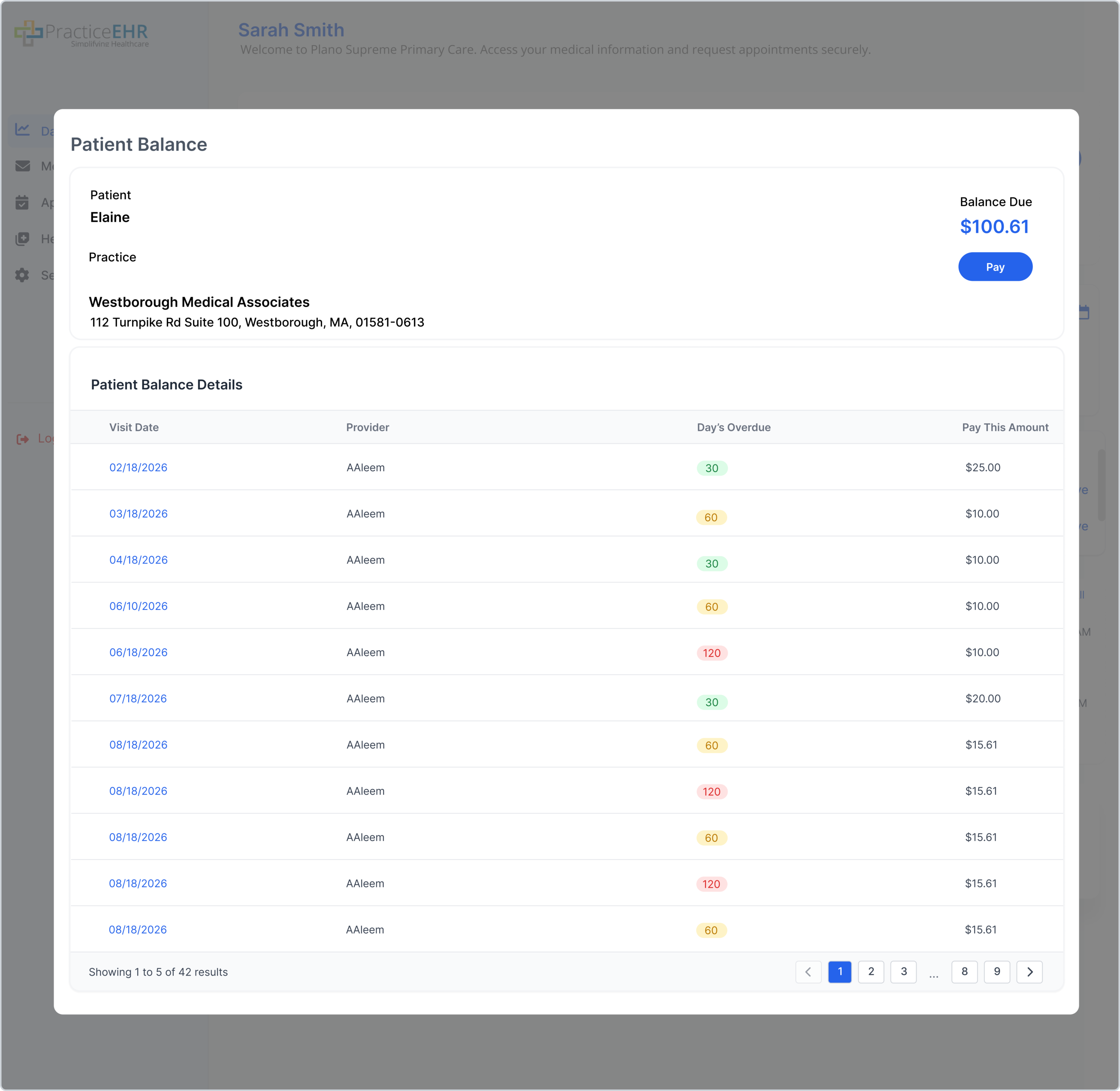 Pay Online — Patient Balance modal