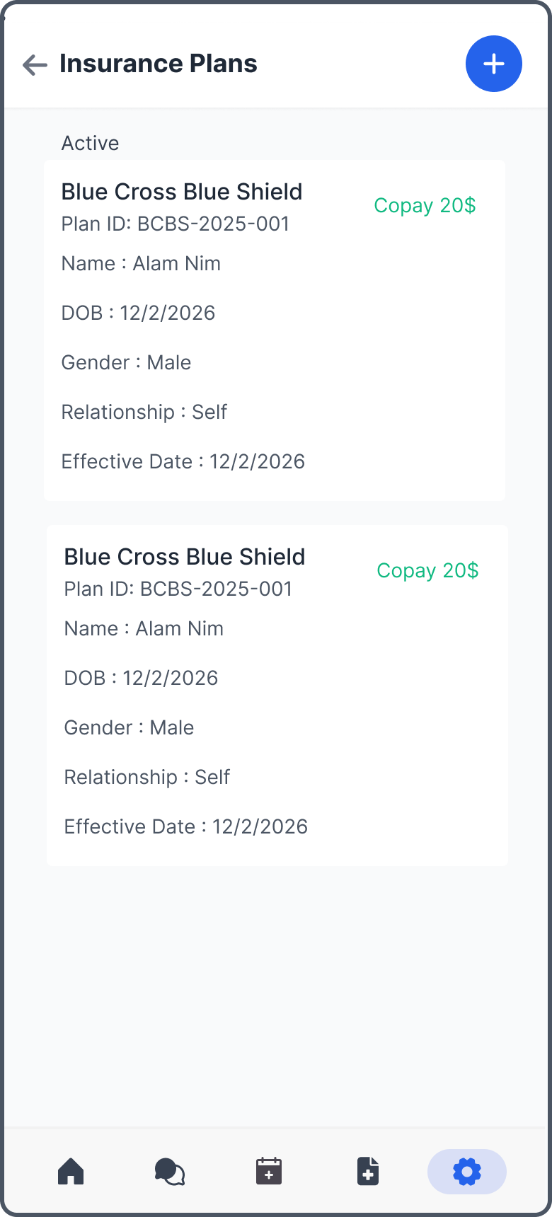 Insurance Plans List