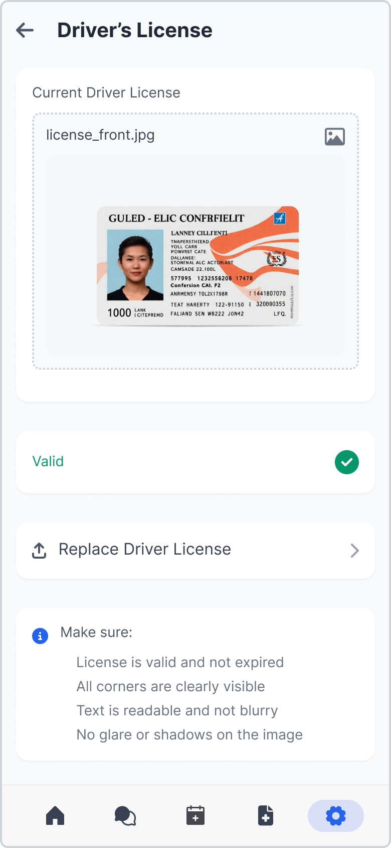 Current Driver License