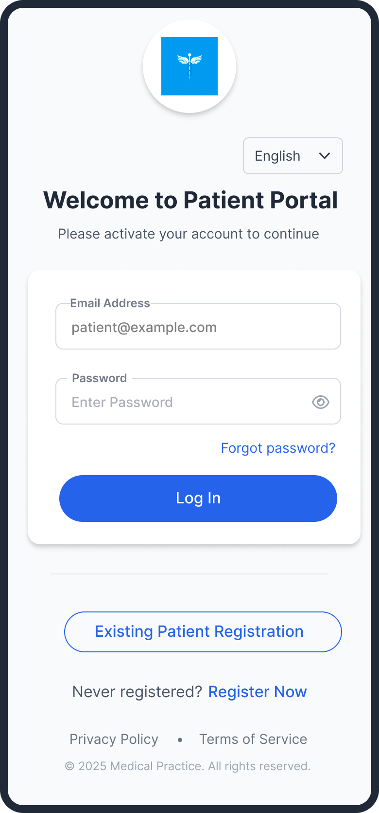 Login window accessing via website