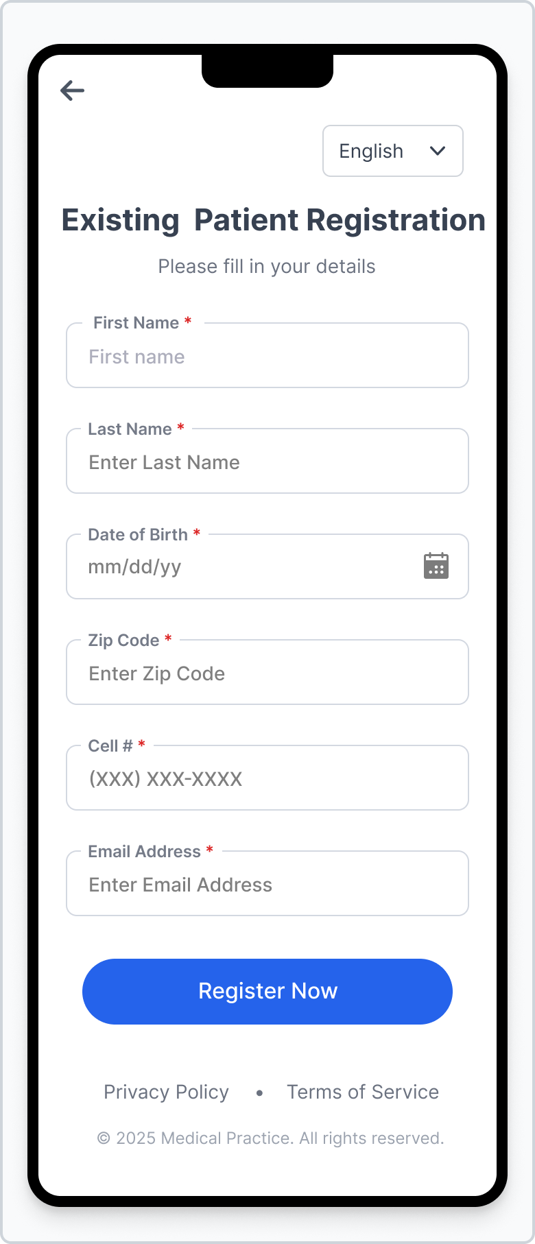 Existing Patient Registration