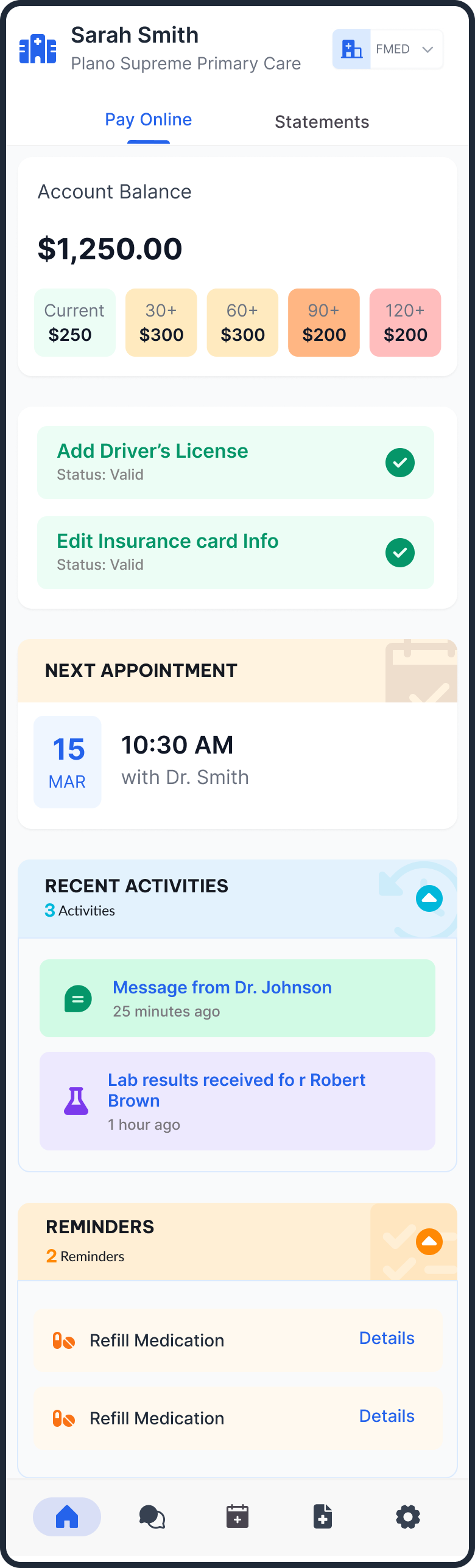 Recent Activity and Reminders