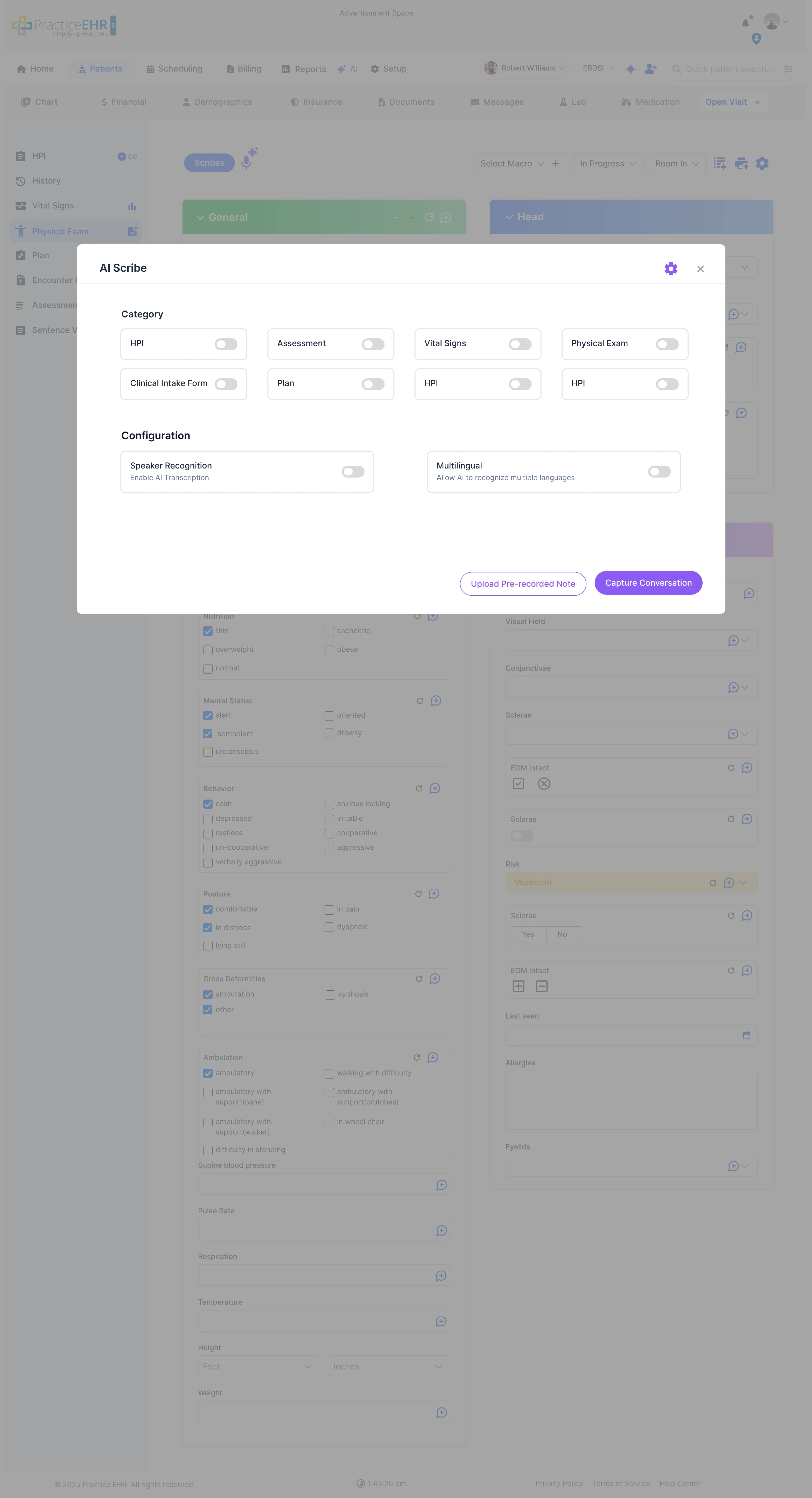 AI Scribe main screen image
