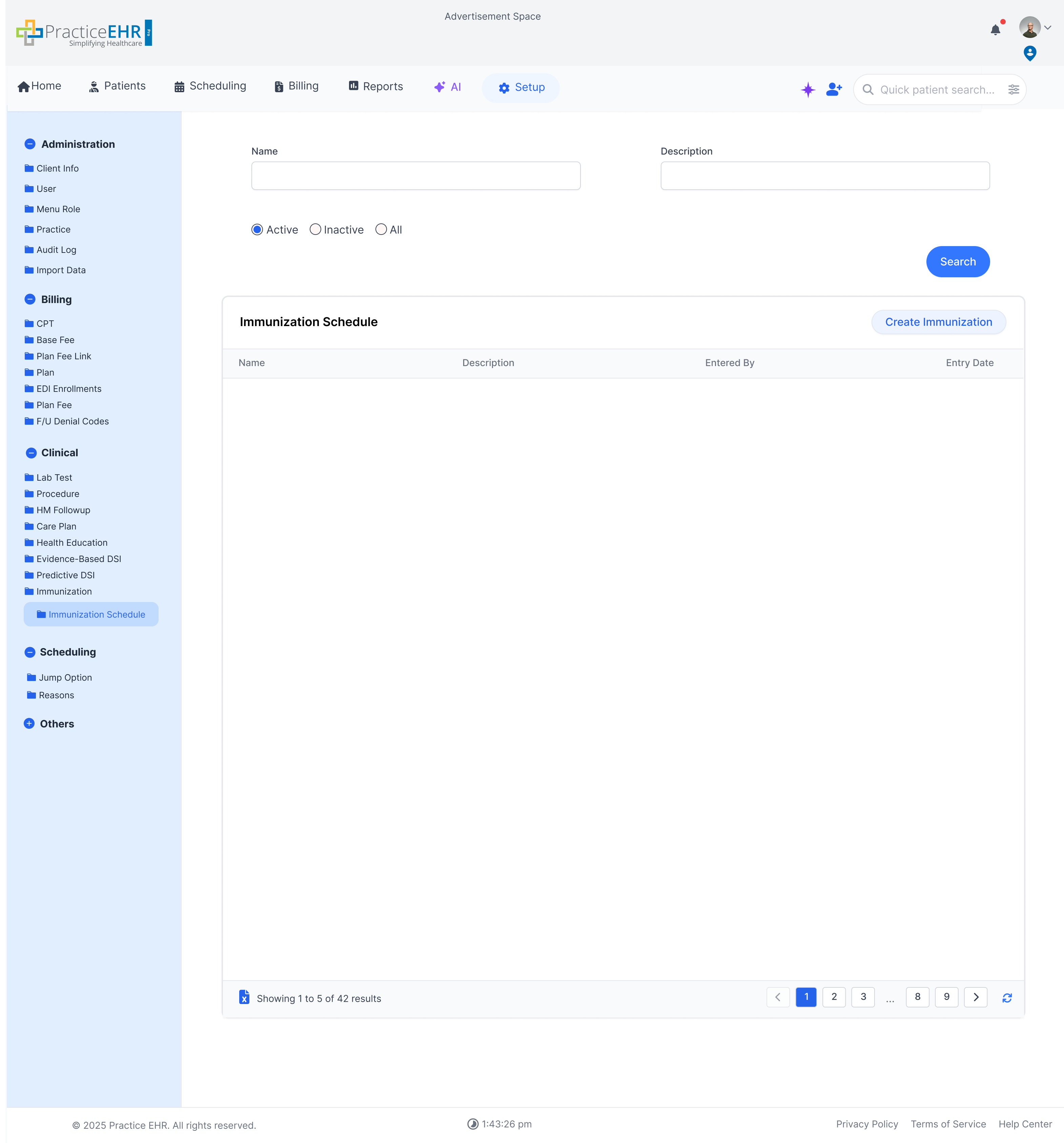 Immunization detail screen