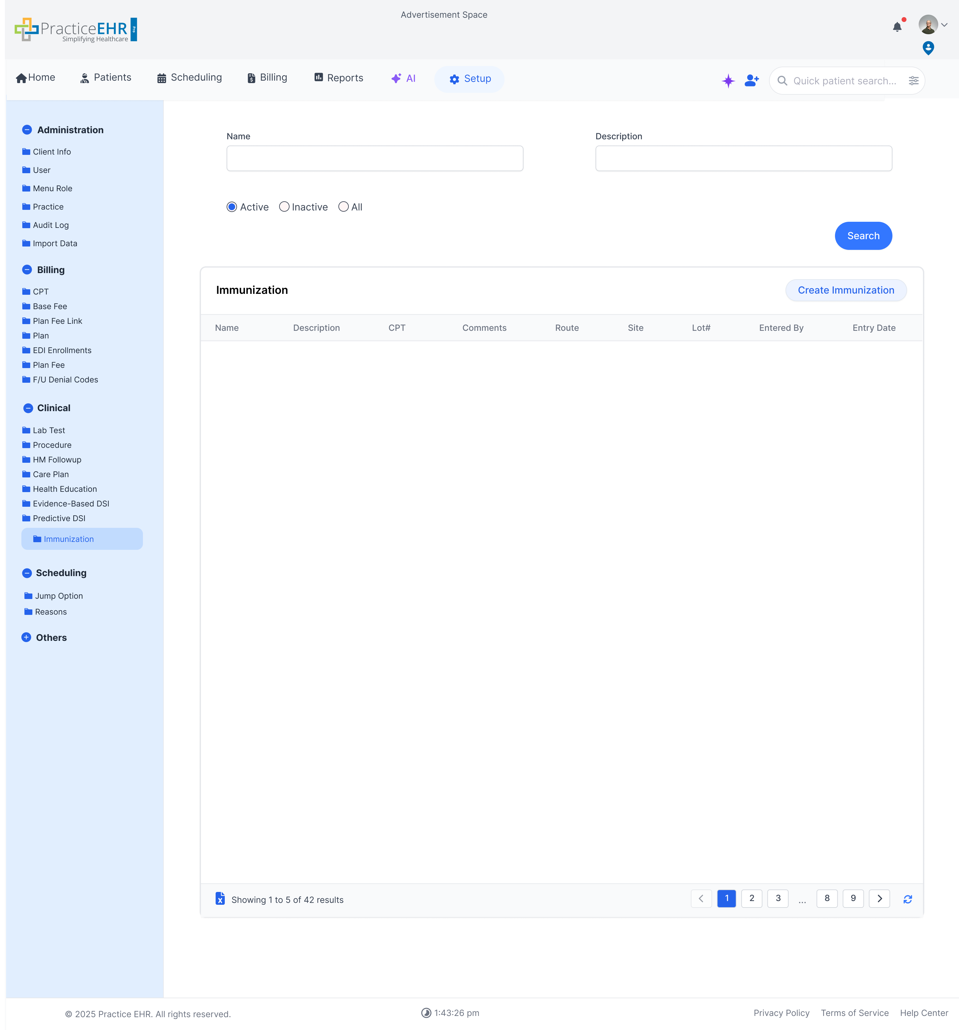 Immunization setup overview