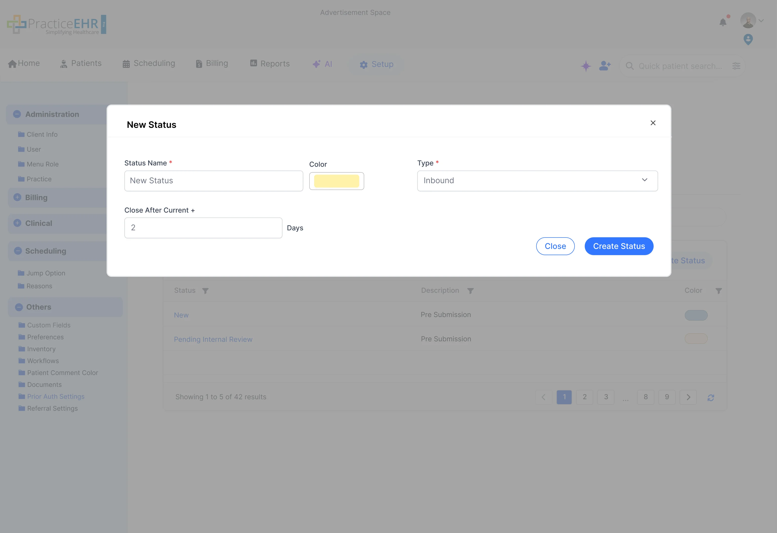 Referral status modal